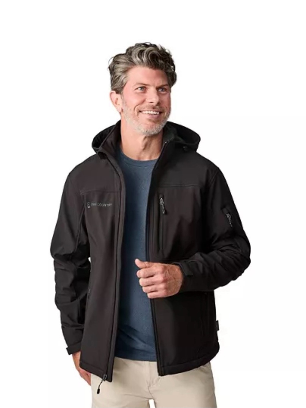 Free Country Men's Black Full-Zip Performance Softshell Jacket